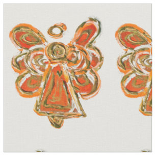 Orange Gold Guardian Angel Art Fabric Material