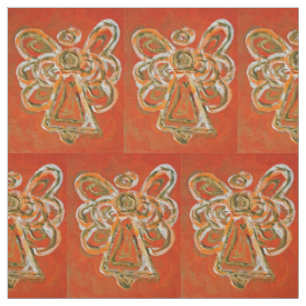 Orange Gold Guardian Angel Art Fabric Material