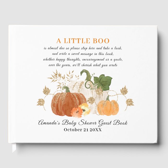 Orange Gold Halloween Fall Baby Shower Guestbook N (Front)