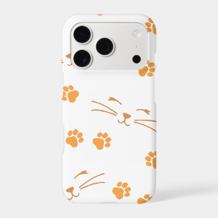 Orange Gold Paw Print Pattern Phone Case