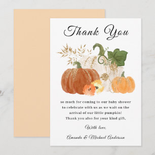 Orange Gold Pumpkins Fall Halloween Baby Shower Thank You Card