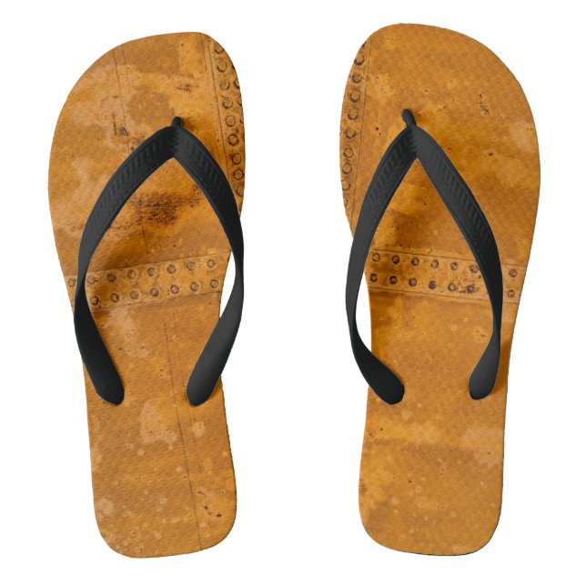orange gold rusty old metal flip flops (Footbed)