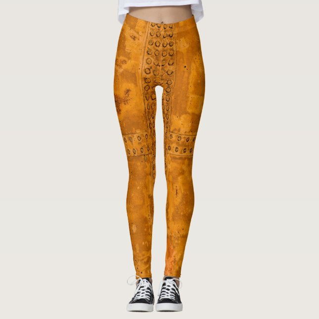 orange gold rusty old metal leggings (Front)