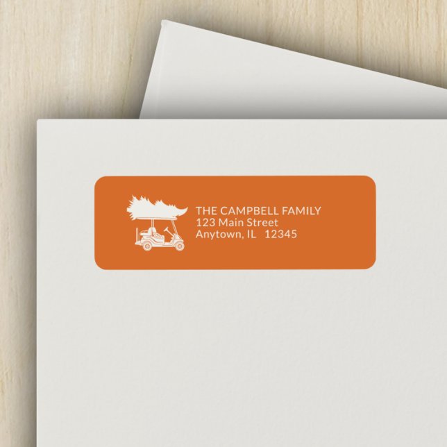 Orange Golf Cart Christmas Tree Return Address (Creator Uploaded)