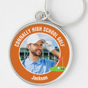 Orange Golfer Photo High School Golf Team Key Ring