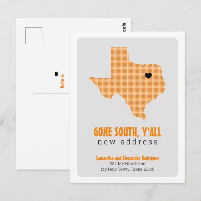 Orange Gone South, Y'all Moving Postcard (Front/Back)