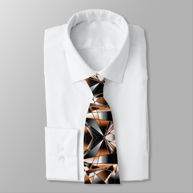 Orange Gradient Colour Fill Mechanical Design  Tie (Tied)
