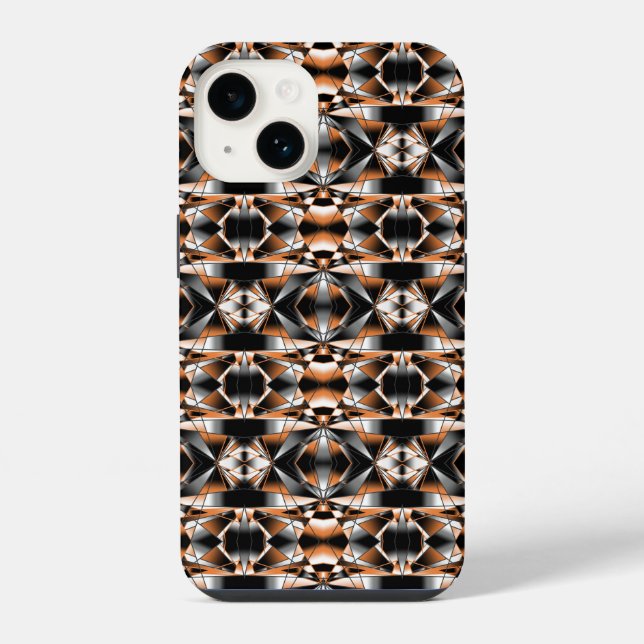 Orange Gradient Colour Fill Mechanical Drawing iPhone Case (Back)