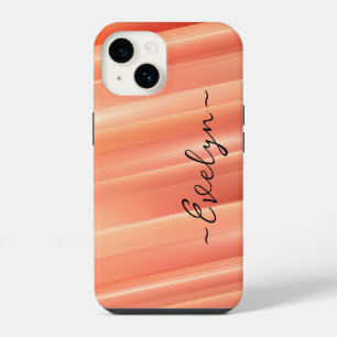 Orange gradient dynamic lines Elegant Name iPhone 14 Case