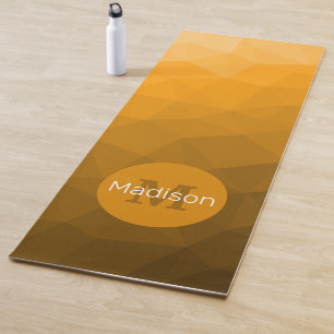 Orange gradient geometric mesh ombre Monogram Yoga Mat
