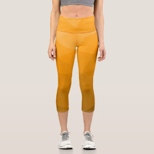 Orange gradient geometric mesh pattern capri leggings