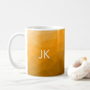 Orange gradient geometric mesh pattern Monogram Coffee Mug