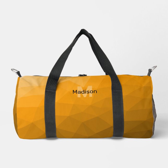 Orange gradient geometric mesh pattern Monogram Duffle Bag (Front)