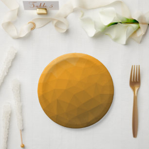 Orange gradient geometric mesh pattern paper plate