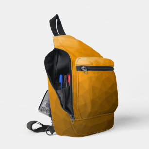 Orange gradient geometric mesh pattern sling bag