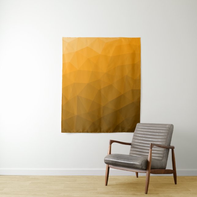 Orange gradient geometric mesh pattern tapestry (In Situ)
