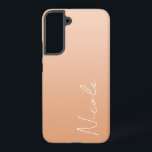 Orange Gradient Handwriting Script Personalised Samsung Galaxy Case<br><div class="desc">A custom personalised Samsung phone case in a modern pastel orange gradient design. The trendy handwriting script font adds a unique touch when adding your name.</div>
