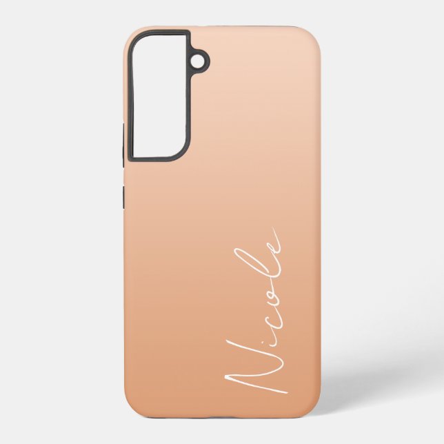 Orange Gradient Handwriting Script Personalised Samsung Galaxy S22+ Case (Back)