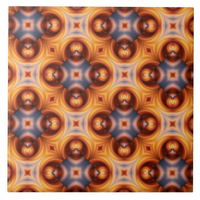 Orange Gradient Retro Mosaic Pattern Tile (Front)