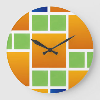 Orange Gradient Squares Large Clock