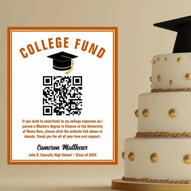 Orange Graduate College Fund QR Code Poster (Creator Uploaded)