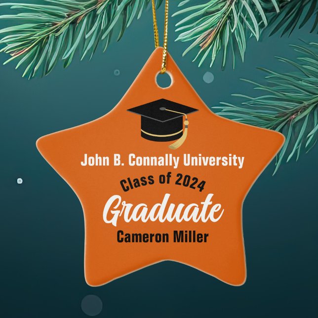 Orange Graduate Custom 2023 Graduation Star Ceramic Tree Decoration (Creator Uploaded)