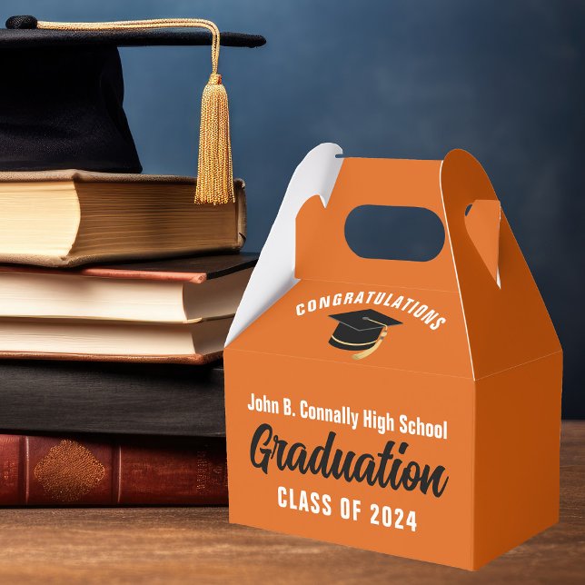 Orange Graduate Custom School Graduation Party Favour Box (Creator Uploaded)
