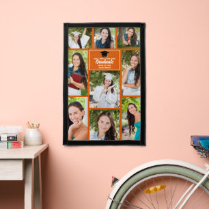 Orange Graduate Photo Collage Modern Graduation Pennant
