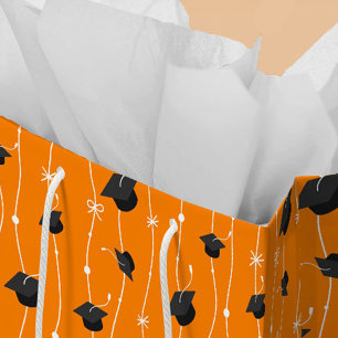 Orange Graduation Caps and Ribbon Medium Gift Bag