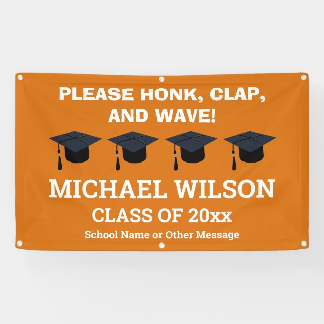 Orange Graduation Congratulations Graduate Party Banner (Horizontal)
