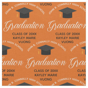 Orange Graduation Custom Class of 2026 Graduate Fabric