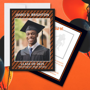 Orange Graduation Football Photo Announcement