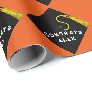 Orange Graduation Gift Wrapping Paper
