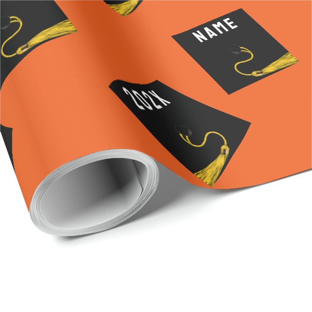 Orange Graduation Gift Wrapping Paper (Roll Corner)