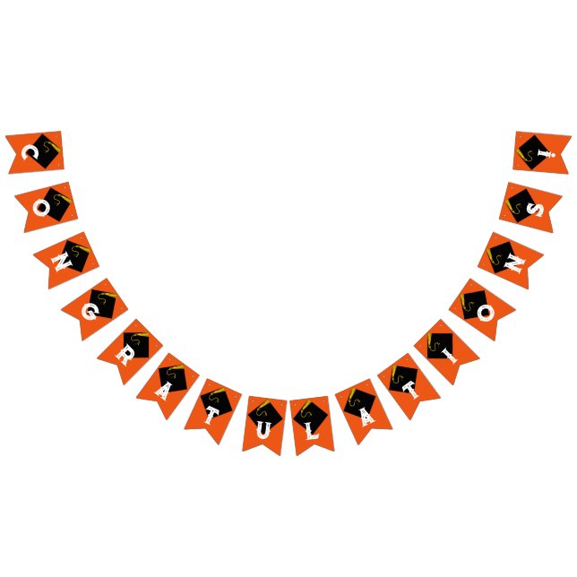 Orange Graduation Party Decoration Bunting (All)