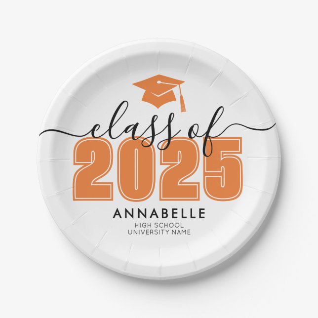 Orange Graduation Party Paper Plate (Front)
