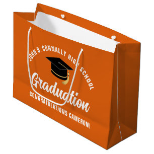 Orange Graduation Party Personalised 2026 Graduate Large Gift Bag