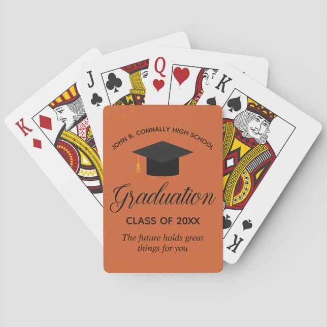Orange Graduation Party Personalised Playing Cards (Back)