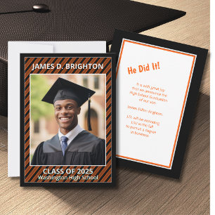 Orange Graduation Photo Announcement