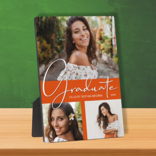 Orange Graduation Photo Collage  Plaque
