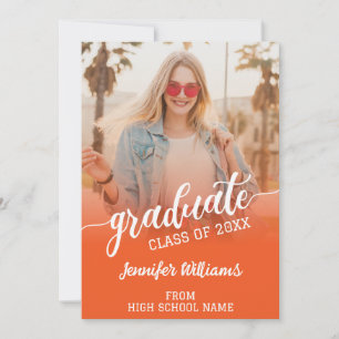 Orange Graduation Photo Grad Graduate Announcement