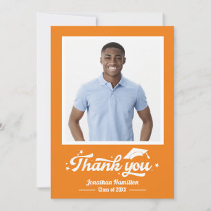 Orange Graduation Photo Thank You Card