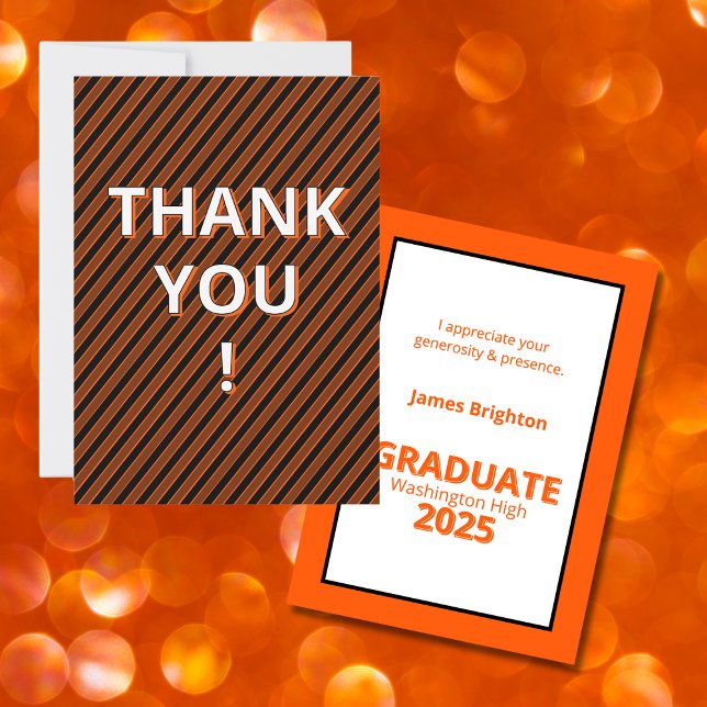 Orange Graduation  Thank You Card (Creator Uploaded)