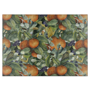 Orange, Grape, Blueberry Harvest Watercolor Cutting Board