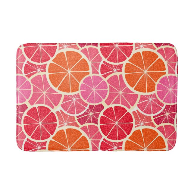 Orange & Grapefruit Citrus Fruit Pattern Bath Mat (Front)