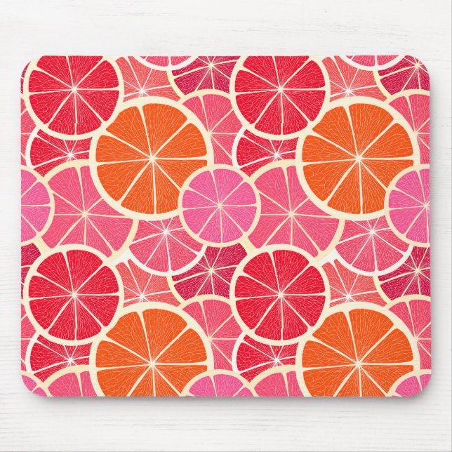 Orange & Grapefruit Citrus Fruit Pattern Mouse Mat (Front)