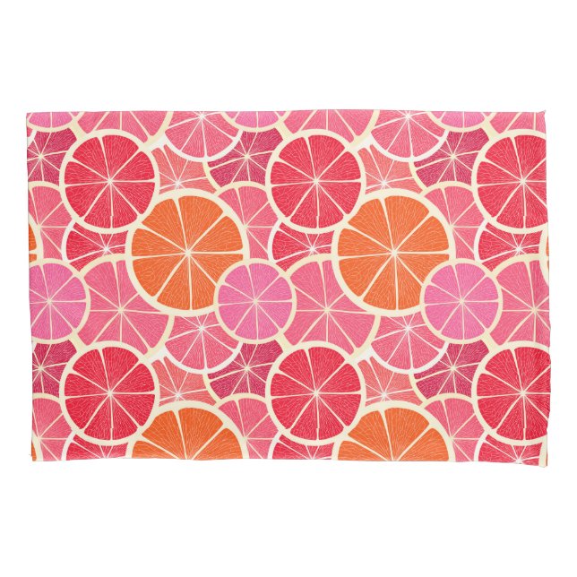 Orange & Grapefruit Citrus Fruit Pattern Pillowcase (Front-Left)