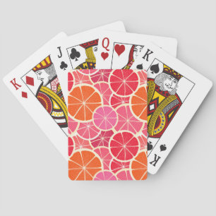 Orange & Grapefruit Citrus Fruit Pattern Playing Cards
