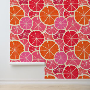 Orange & Grapefruit Citrus Fruit Pattern Wallpaper