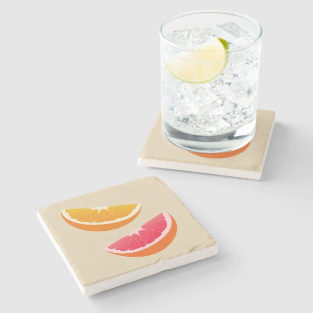 Orange & Grapefruit Citrus Stone Coaster (Side)